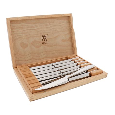 8-piece stainless-steel steak knife set with wooden gift box wustoff|zwilling 8 piece steak knife.